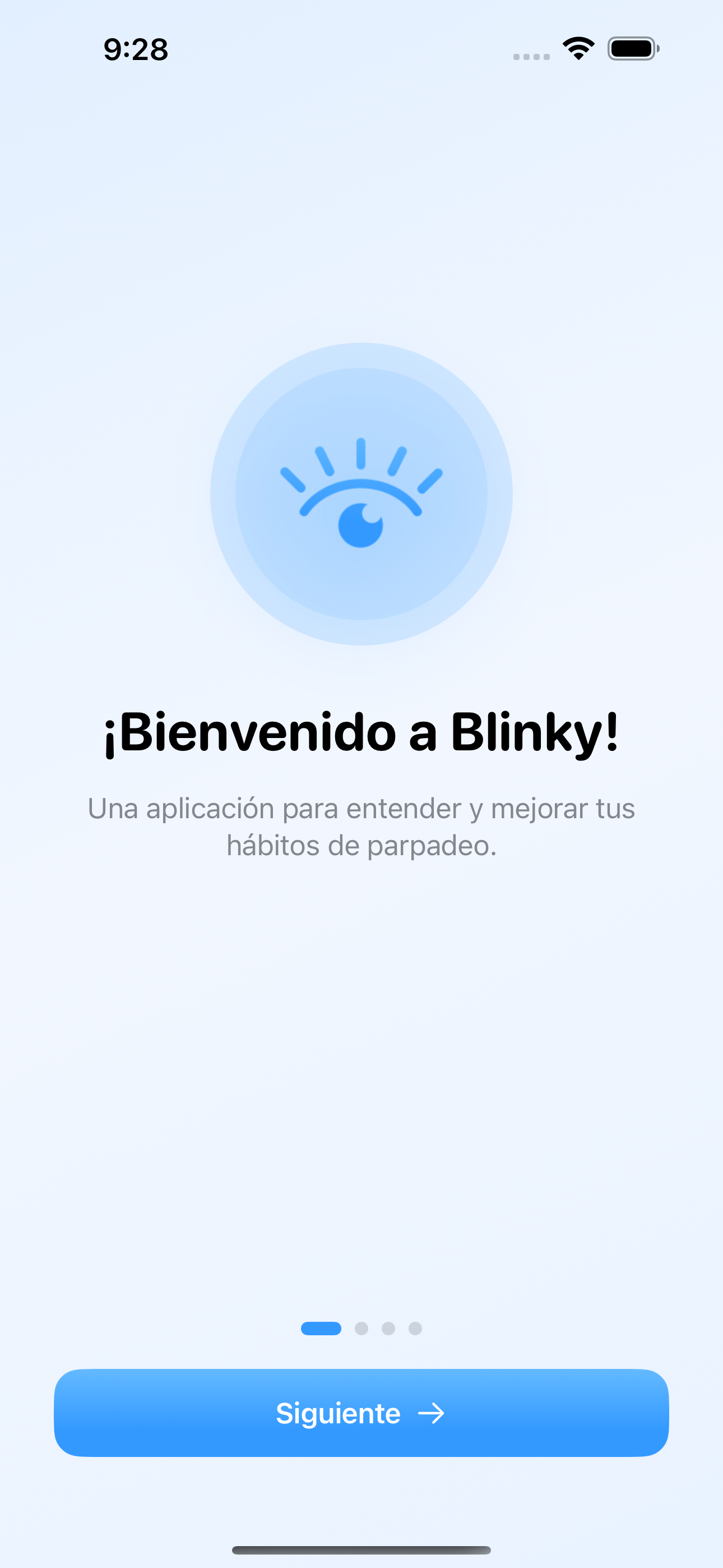 Pantalla de bienvenida de Blinky